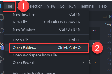 Selecting the workspace folder